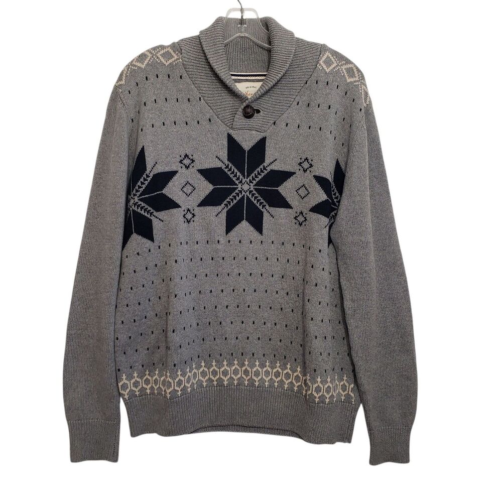 Weatherproof Men's Large Grey Sweater, 100% Cotton